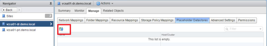 VMware Site Recovery Manager (SRM 6.5) Part 7 - Create Placeholder datastore
